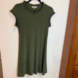 Tasha Sophie Chic Olive/Army Green Ruffle Cap Sleeve Mini Dress, Small